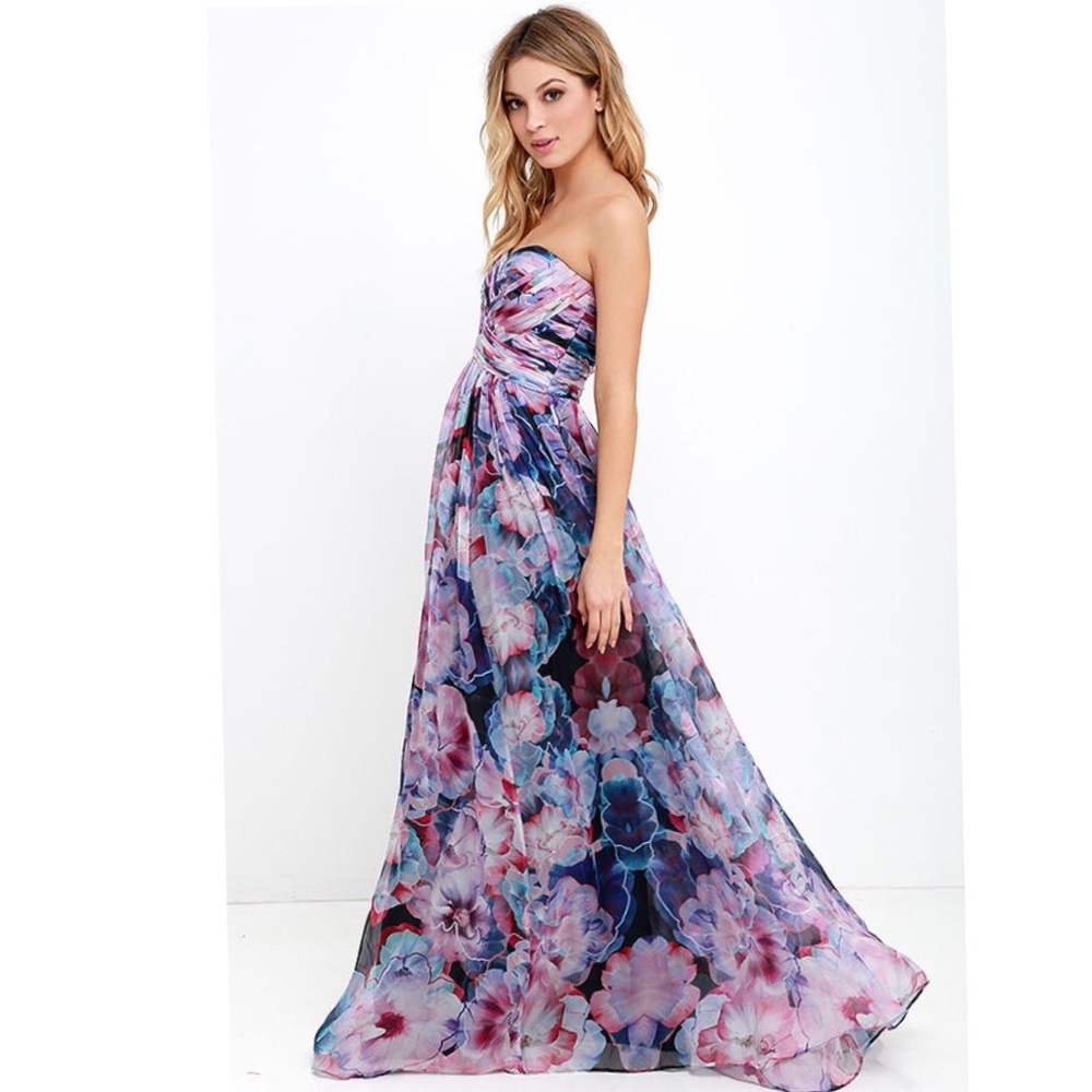 Bariano Special Effects Purple Floral Maxi Dress